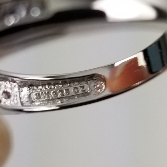 Platinum & Sterling Diamonique Blue Ring - Picture 5 of 7